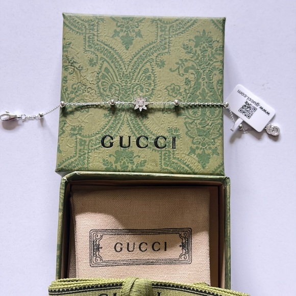 Gucci Flora Diamond Charm Bracelet Sterling Silver - Picture 8 of 12